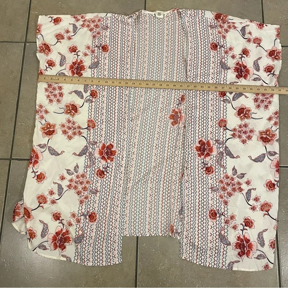 Francescas Gypsy Love Kimono Floral Longline Open Pink Multi Floral Boho Beach M